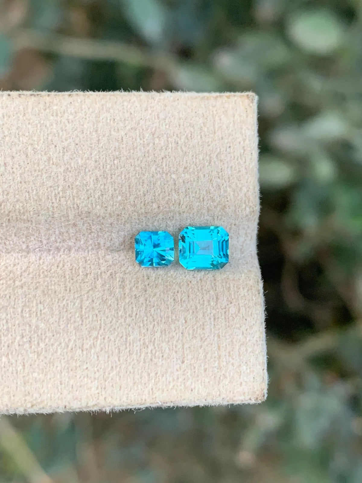 Natural Neon Blue Tourmaline Pair 0.94 ct – Emerald & Asscher Cut Loose Gemstones