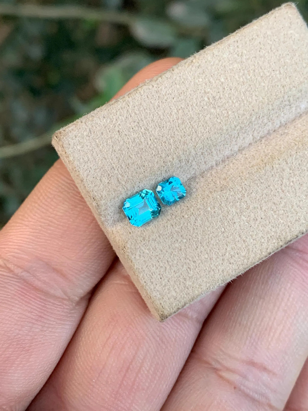 Natural Neon Blue Tourmaline Pair 0.94 ct – Emerald & Asscher Cut Loose Gemstones