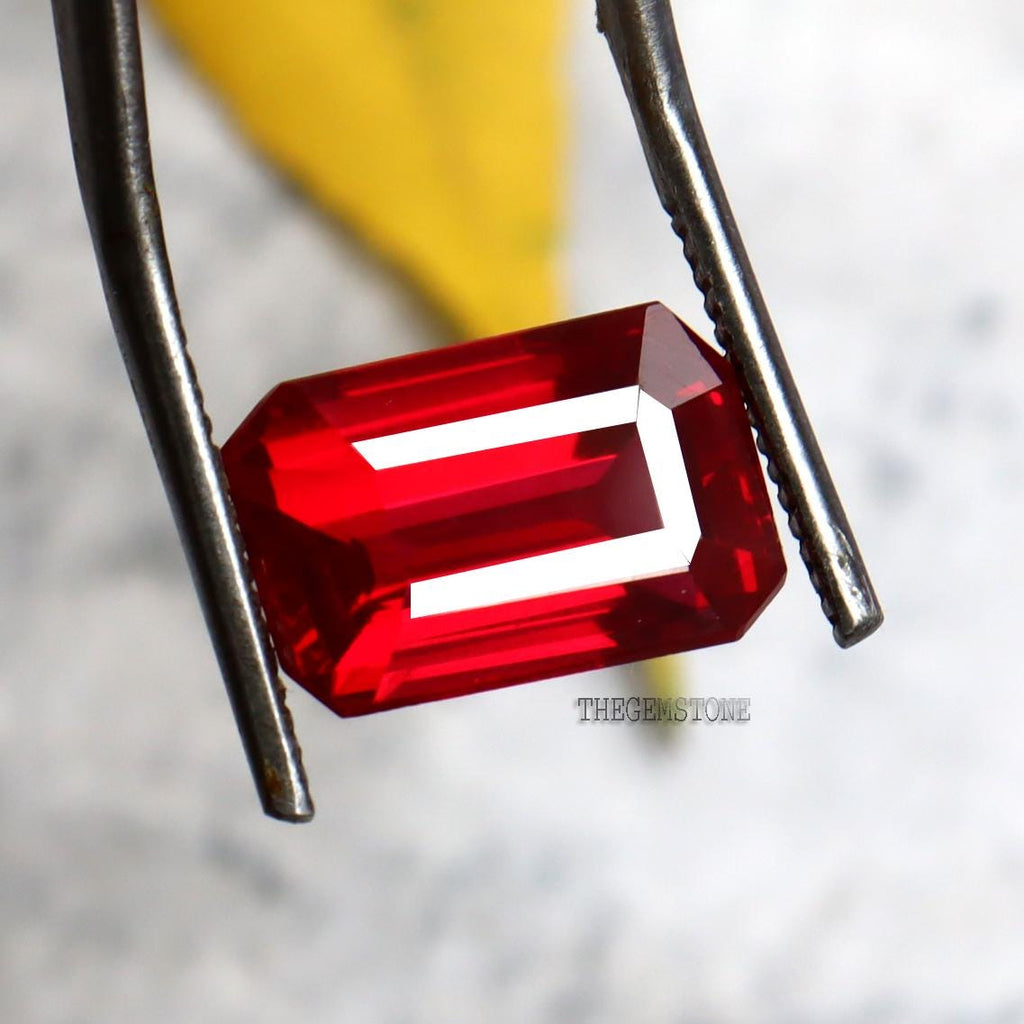 Red Ruby 10.70 ct – Emerald Cut Loose Gemstone